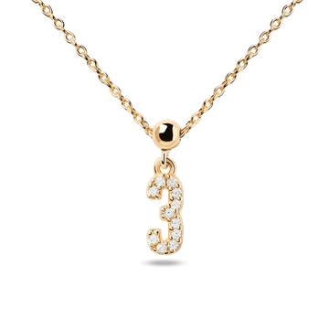 PD Paola Charm Αριθμός 3,επιχρυσωμένο ασήμι με ζιργκόν, σε κολιέ η βραχιόλι.